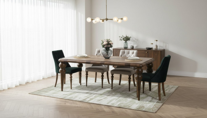 Iesszëmmer Miwwelen Luxus Set Iessdësch 4x Still Modernen Design Holzstil