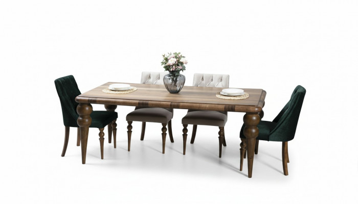 Iesszëmmer Miwwelen Luxus Set Iessdësch 4x Still Modernen Design Holzstil