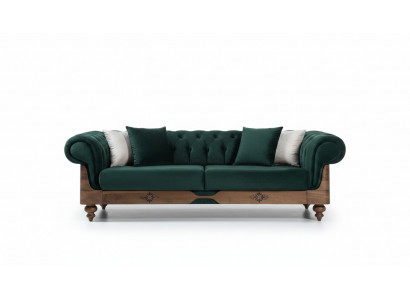Gréng Chesterfield Dräisëtzer Couch Wunnzëmmer Sofa Sëtzméibelen Couch