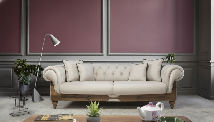 Braun-Wäisst Chesterfield Canapé Designer Wunnzëmmer Couch Sëtzmöbel Nei