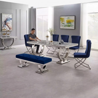 Luxus Iessdësch Säilendësch Iessdëscher Iesszëmmerdësch Sëlwer 200x100
