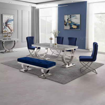 Luxus Iessdësch Säilendësch Iessdëscher Iesszëmmerdësch Sëlwer 200x100