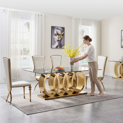 Designer-Iesszëmmerdësch Iessdëscher Iesszëmmer Miwwelen Edelstol Dësch Dëscher