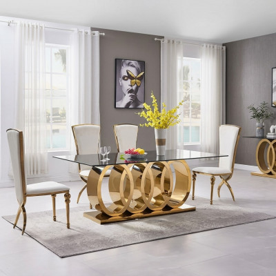 Designer-Iesszëmmerdësch Iessdëscher Iesszëmmer Miwwelen Edelstol Dësch Dëscher