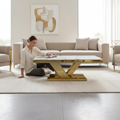 Couchtisch Design Dësch Wunnzëmmer Luxus Couchtischen Miwwelen 130x70 Metall