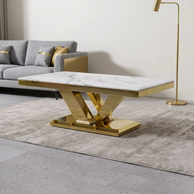 Couchtisch Design Dësch Wunnzëmmer Luxus Couchtischen Miwwelen 130x70 Metall