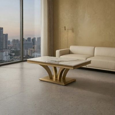 Couchtisch Design Wunnzëmmer Luxus Couchtischen Dëscher Miwwelen Gold 115x70