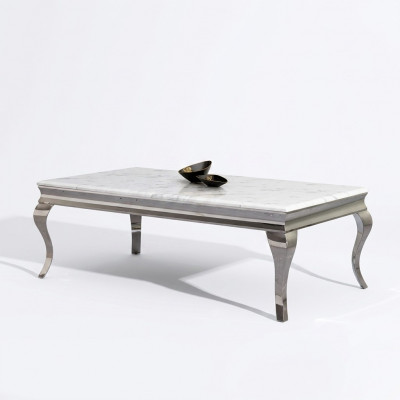 Couchtisch Design Wunnzëmmer Luxus Dësch Sofa Beistelltësch 130x70 Sëlwer