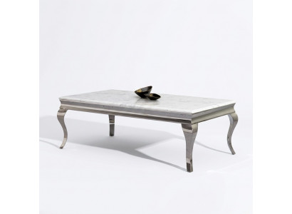 Couchtisch Design Wunnzëmmer Luxus Dësch Sofa Beistelltësch 130x70 Sëlwer