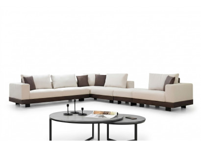 Wunnzëmmer Ecke-Sofa Luxus L-Form Couche Textil Miwwelen Holzgestell Stilvoll