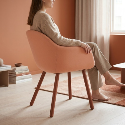 Designer Rosa Sëtz Moderner Lehnstull Wunnzëmmer Armstull Neit