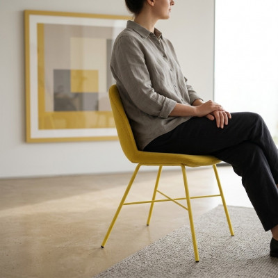 Gelber Designer Esszimmer Stuhl Wohnzimmer Möbel Armlehnen Lux Stühle