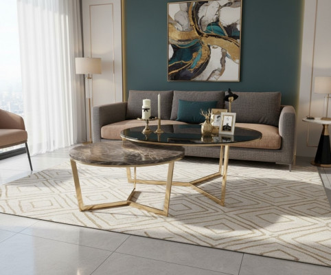 Couchtisch Kaffisdësch Niewendësch Designer Wunnzëmmertësch Dëscher 2x