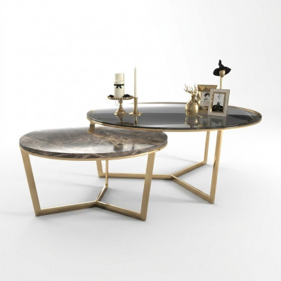 Couchtisch Kaffisdësch Niewendësch Designer Wunnzëmmertësch Dëscher 2x