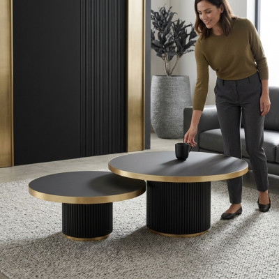 Designer Couchtisch Set 2x Couchtische Wunnzëmmer Edelstol Miwwelen Dësch