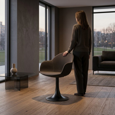 Designer schwaarze Salle-à-manger-Stull mat Edelstolfouss Luxus Einsëtzeger Neit