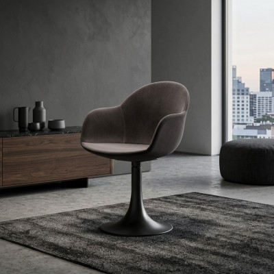 Designer schwaarze Salle-à-manger-Stull mat Edelstolfouss Luxus Einsëtzeger Neit