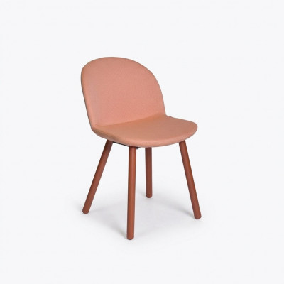 Hell Orangen Holzstull mat Holzbeen Designer Still Iesszëmmer Miwwelen