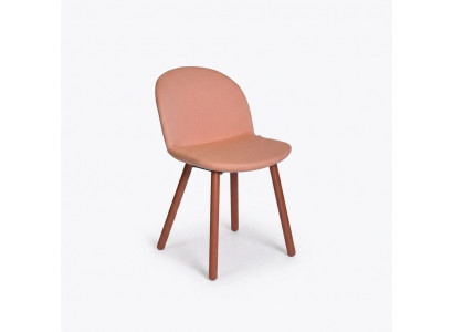 Hell Orangen Holzstull mat Holzbeen Designer Still Iesszëmmer Miwwelen