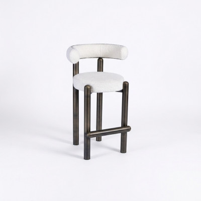 Designer wäisse Barhocker mat Edelstolféiss Luxus Einsitzer Bar Miwwelen