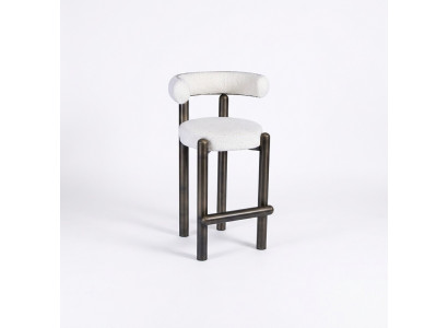 Designer wäisse Barhocker mat Edelstolféiss Luxus Einsitzer Bar Miwwelen