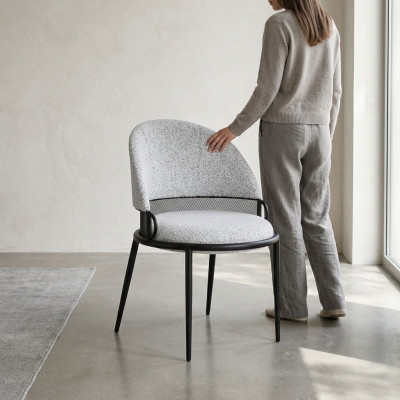 Wäisst Iesszëmmerstull Luxus Still Polster Eenzel Sëtztextil Stil Miwwelen