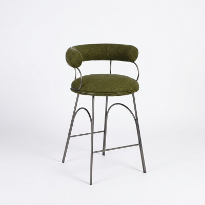 Olivgrénge Barhocker Luxus Lehnstuhl Designer Fotell Polster Miwwelen