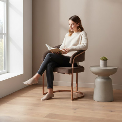 Brongen Luxus Iesszëmmerstull Moderne Gepolstert Sëtztextil Miwwel Nei