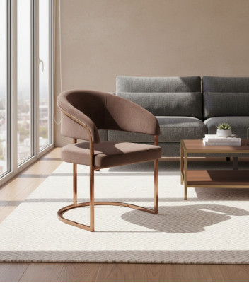 Brongen Luxus Iesszëmmerstull Moderne Gepolstert Sëtztextil Miwwel Nei