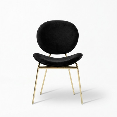Schwaarze Designerstull mat Edelstolssäitleche Moderne Iesszëmmerstull.