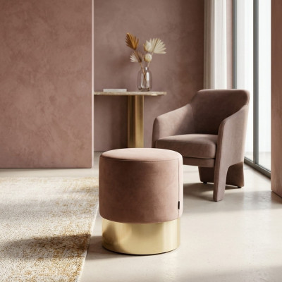 Beige Fousshocker Designer Pouff Näschthocker Polster Sëtzmöbel Textil