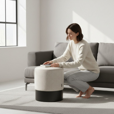 Designer-Pouf Stilvolle Foussocker Textilhocker Sëtz Schlofzëmmermiwwel