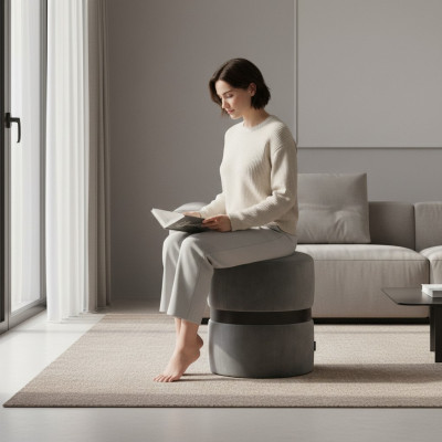 Moderner grousse-graue Hocker Luxus Bäistehocker Schlofkummer Miwwelen Stil Neit