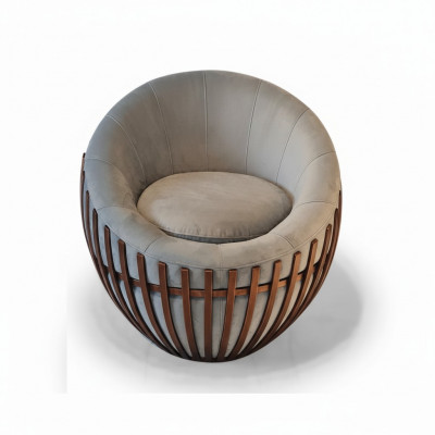 Designer Graie Fauteuil Wunnzëimmermooss Plüsch Sëtz Stoff Fauteuil Lounge Club