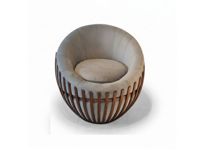 Designer Graie Fauteuil Wunnzëimmermooss Plüsch Sëtz Stoff Fauteuil Lounge Club
