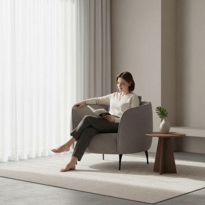 Taupe Modernen Sëtz Wunnzëmmer Einsitzer Luxus Design Polster Miwwel Lounge
