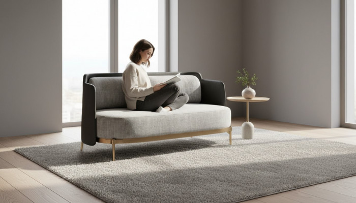 Designer gro Couch Elastizitéitsmooss Luxussalon Polster-Couch Stoff Miwwelen