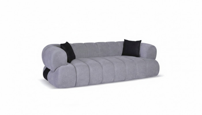 Groue Polstersofa Luxus 3-Sëtzer Couch Polster Wunnzëmmer Sofasen Couchen