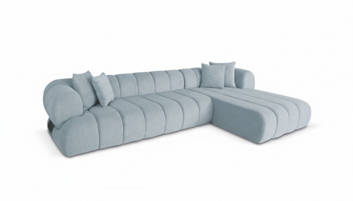Grau Stoff Eckcouch an L-Form Designer Polster Miwwelen aus Holzgestell