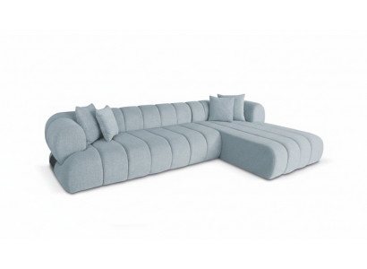 Grau Stoff Eckcouch an L-Form Designer Polster Miwwelen aus Holzgestell