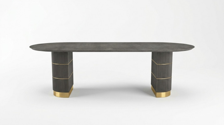 Grousen Designer Iessdësch Iesszëmmer Miwwelen Mat Metallféiss Holzgestell Dësch