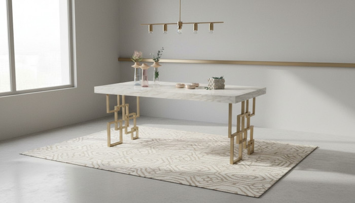 Designer Wäissen Iessdësch Iesszëmmer Miwwel Eleganten Marmer Dësch Modern