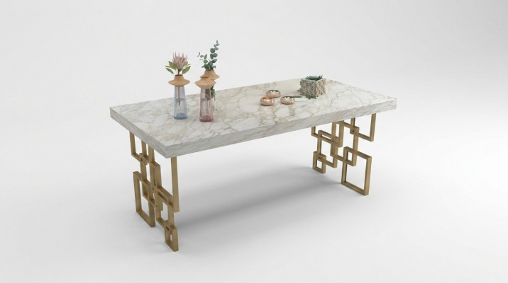 Designer Wäissen Iessdësch Iesszëmmer Miwwel Eleganten Marmer Dësch Modern