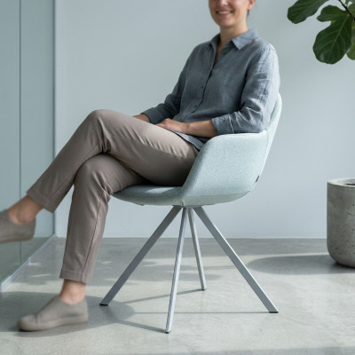 Groue Polsterstull Luxus Textil Fauteuil Iesszëmmer Miwwel Stiler Einsitzer