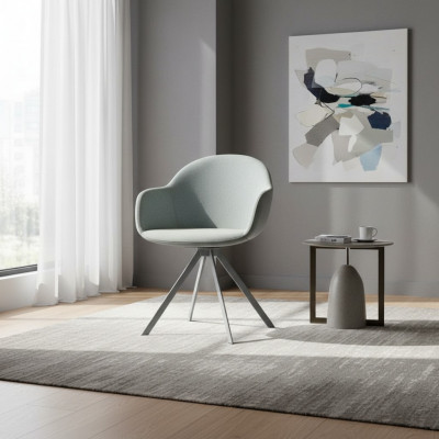 Groue Polsterstull Luxus Textil Fauteuil Iesszëmmer Miwwel Stiler Einsitzer