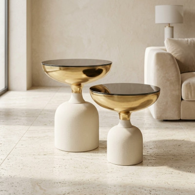 Designer Edelstahltabell Modern Niewentabell Wunnzëmmer Luxus Miwwelen