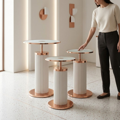 Luxus 3x Dëscher-Set Designer Wunnzëmmer Dëscher Set Dëschtische Stil Dësch