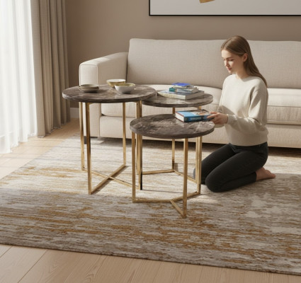 Designer 3x Marmor Bäizëmmer Dëscher Luxus Wunnzëmmer Dëscher Couch Dëscher Dësch