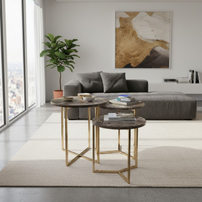 Designer 3x Marmor Bäizëmmer Dëscher Luxus Wunnzëmmer Dëscher Couch Dëscher Dësch