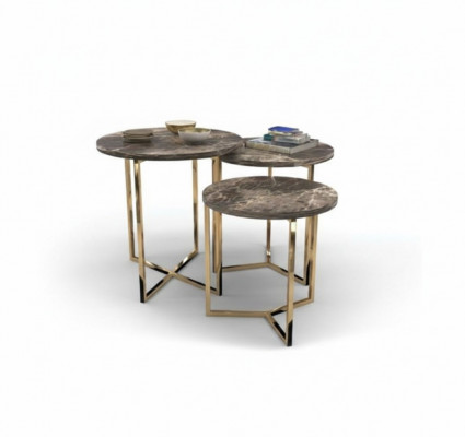 Designer 3x Marmor Bäizëmmer Dëscher Luxus Wunnzëmmer Dëscher Couch Dëscher Dësch